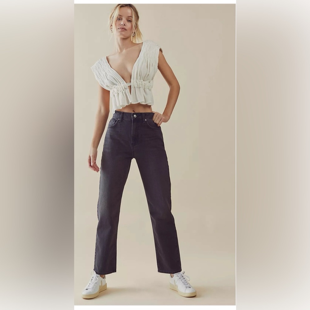 Free People We the Free Pacifica High Rise Slim Straight Leg Jeans Washed Black